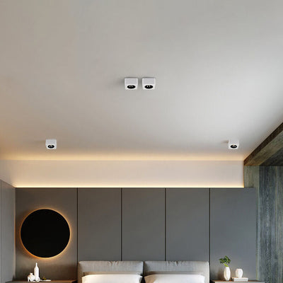 Modern Minimalist Solid Color Square Aluminum LED Spotlight Flush Mount Ceiling Light