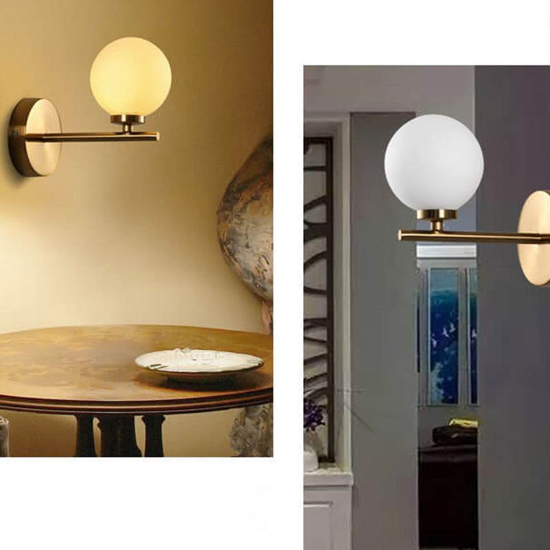 Nordic Creative Milk White Round Ball Metal Magic Bean 1/2/3 Light Wall Sconce Lamp
