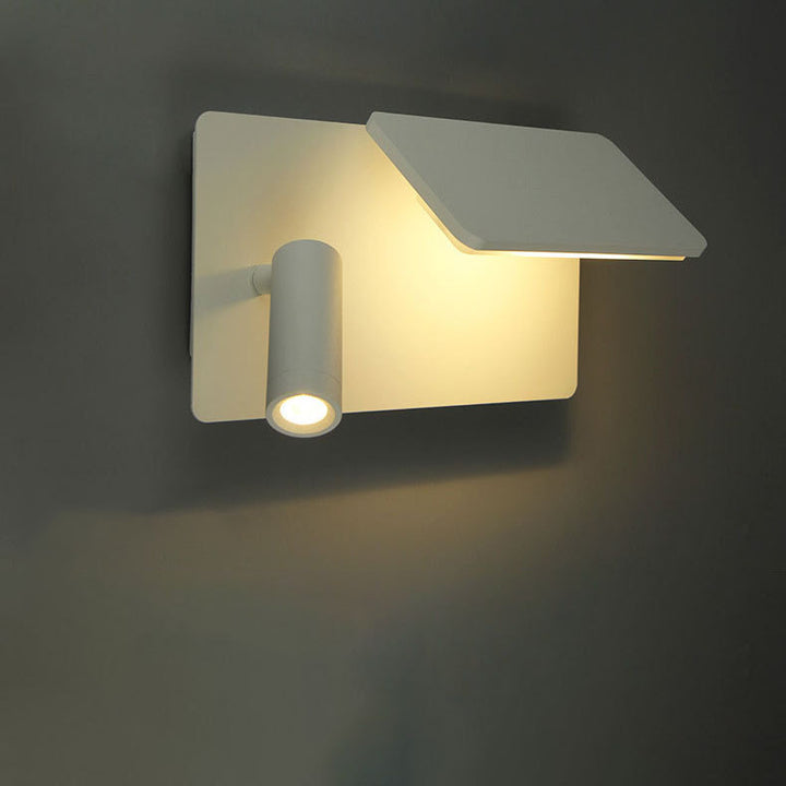 Moderne minimalistische quadratische LED-Wandleuchte aus Aluminium mit flachem Spot für Wohnzimmer &amp; Schlafzimmer 