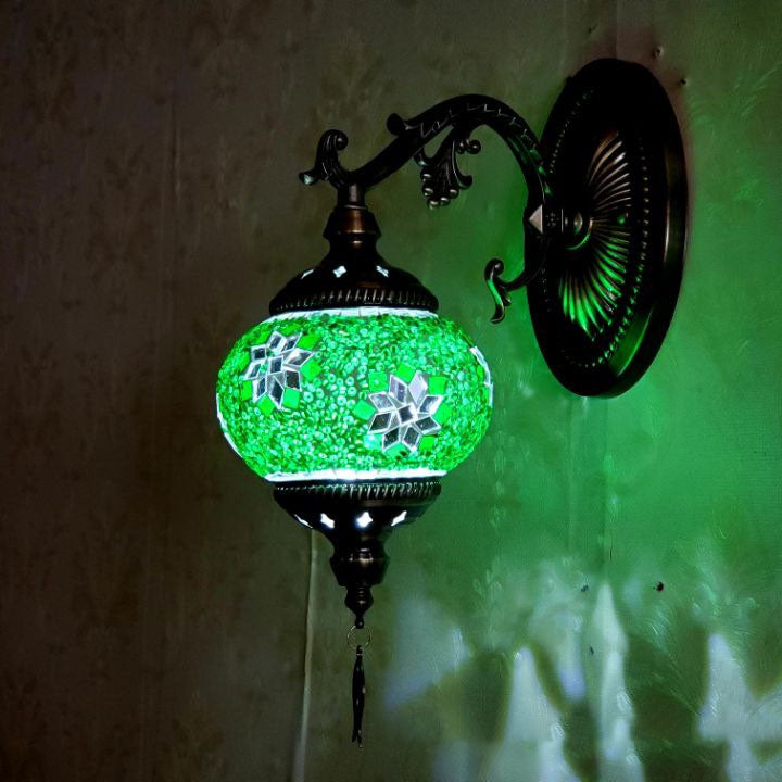 European Vintage Exotic Cracked Glass 1-Light Wall Sconce Lamp