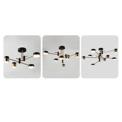 Modern Minimalist Black Gold Balanced 4-8 Light Semi-Flush Mount Light