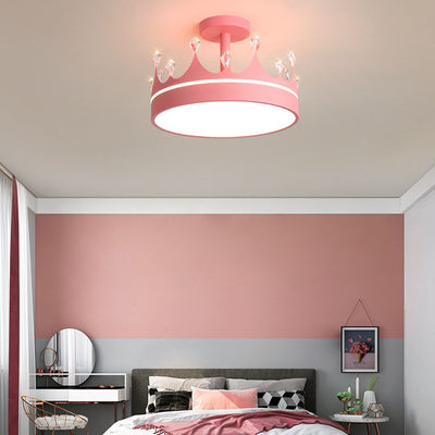 Cartoon Creative Crown LED Kids Semi-Flush Mount Ceiling Light