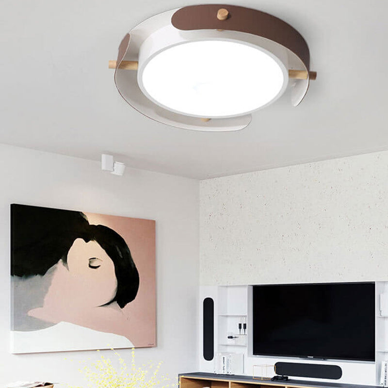 Nordic Simple Log Round LED Flush Mount Light