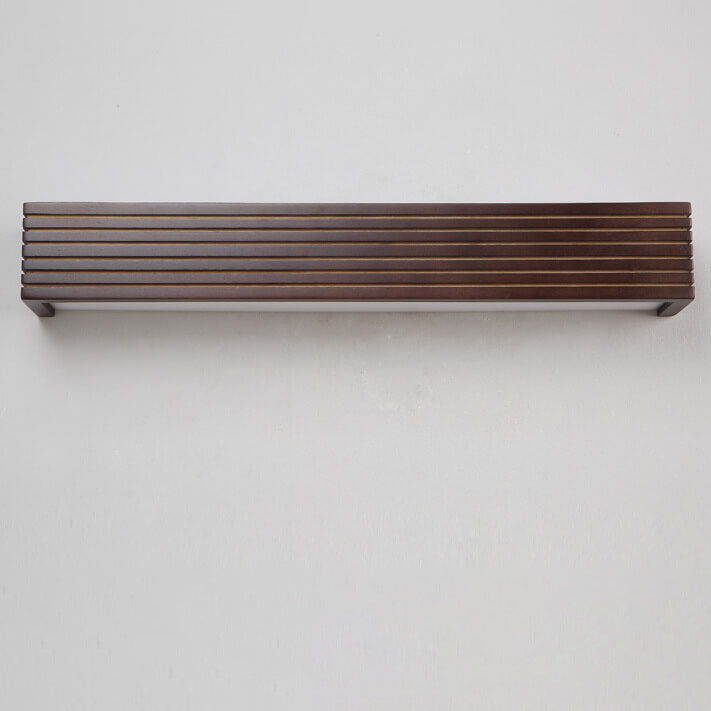 Moderne chinesische Walnuss Quadrat Bar Eitelkeit LED Wandleuchte 