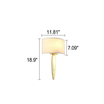 Modern Minimalist Fabric Shade Mirror Stainless Steel 1-Light Wall Sconce Lamp