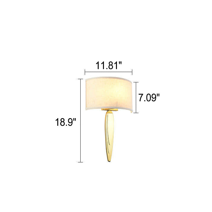 Moderne, minimalistische Stoffschirm-Spiegel-Edelstahl-Wandleuchte mit 1 Licht