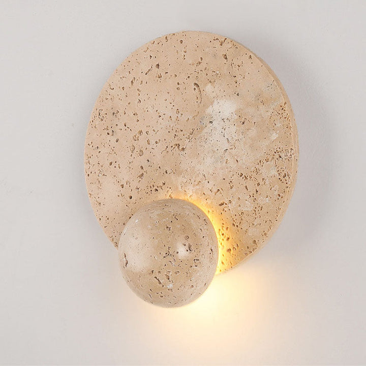 Applique murale LED en travertin rond jaune traditionnel japonais pour chambre 