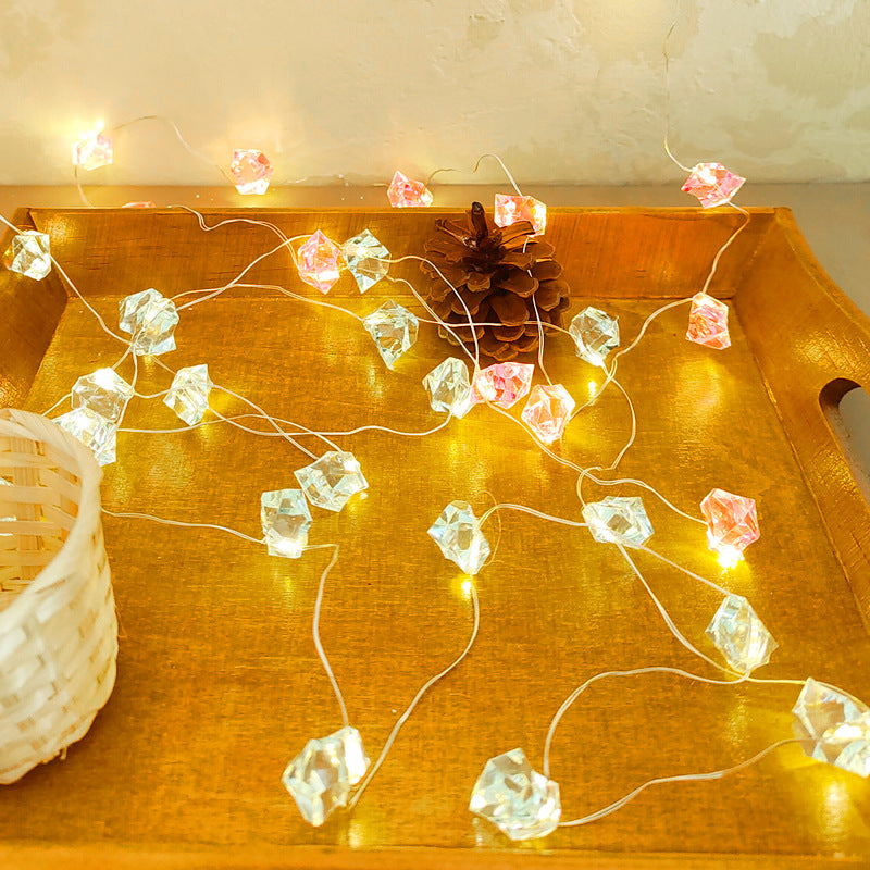 Guirlandes lumineuses créatives en gemmes irrégulières, guirlandes décoratives à LED en acrylique 