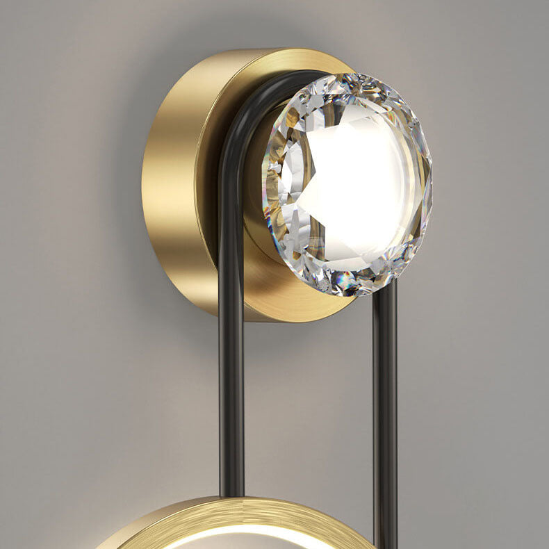 Leichte Luxus-Messing-Kristallkreis-Design-LED-Wandleuchte 