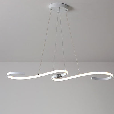 Nordic Minimalist Lines Aluminum Silicone LED Island Light Chandelier