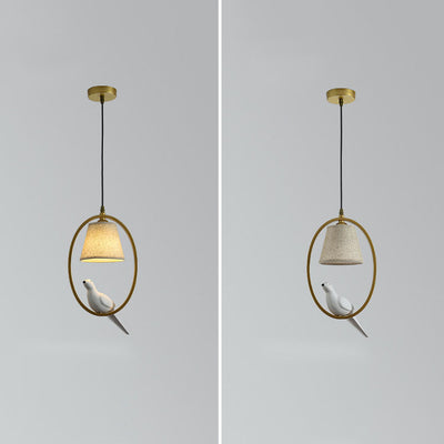 Nordic Minimalist Bird Fabric Circle 1/3 Light Island Light Chandelier