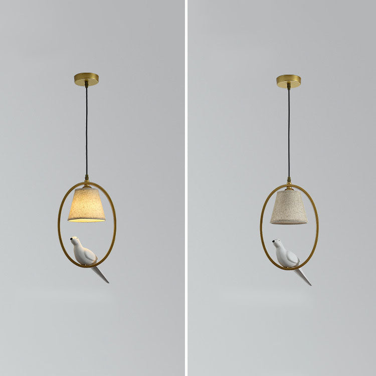 Nordic Minimalist Bird Fabric Circle 1/3 Light Island Light Chandelier