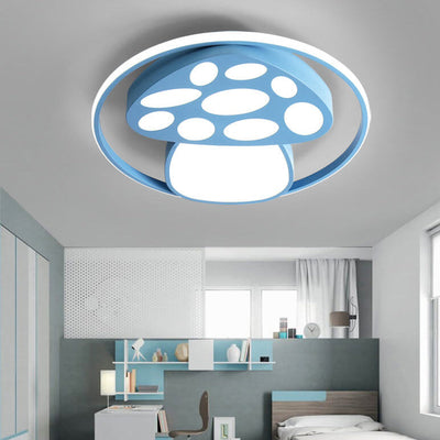 Modern Cartoon Mushroom Circle LED Kids Flush Mount Ceiling Light