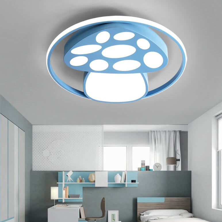 Modern Cartoon Mushroom Circle LED Kids Flush Mount Ceiling Light