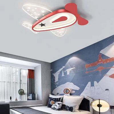 Cartoon Creative Aircraft Iron Acrylic Kids LED Flush Mount Ceiling Light