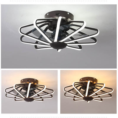 Nordic Cage Shape LED Semi-Flush Mount Ceiling Fan Light