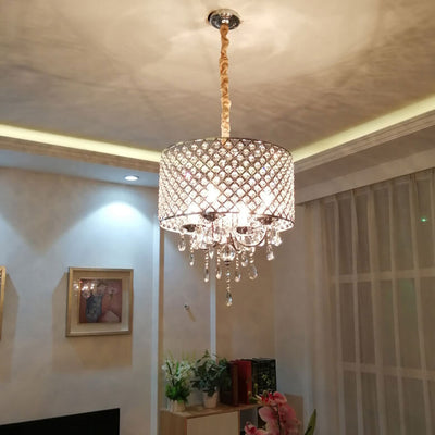 Modern Luxury Crystal Branch Round 4-Light Chandelier