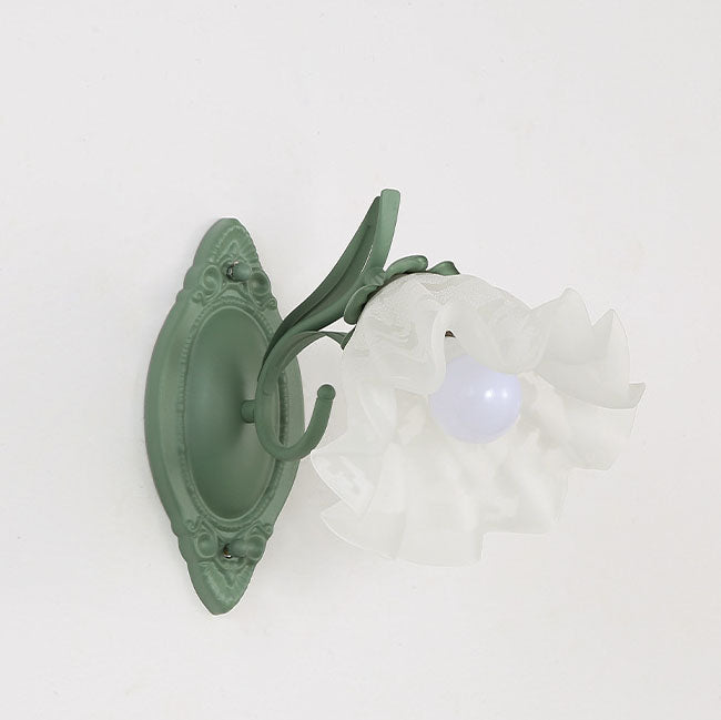 Applique murale à 1 lumière en verre et fer à fleurs rustiques européennes 