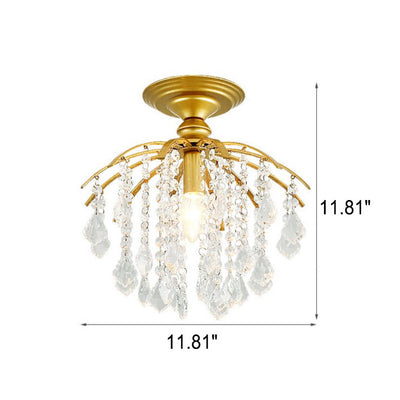 Nordic Light Luxury Crystal Zinc Alloy 1-Light Semi-Flush Mount Light