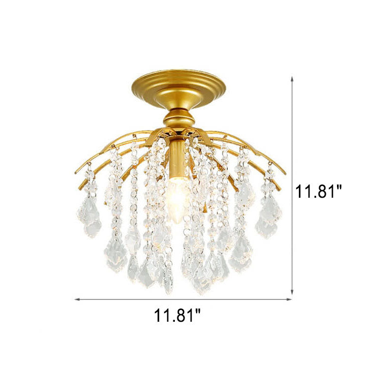 Nordic Light Luxury Crystal Zinc Alloy 1-Light Semi-Flush Mount Light