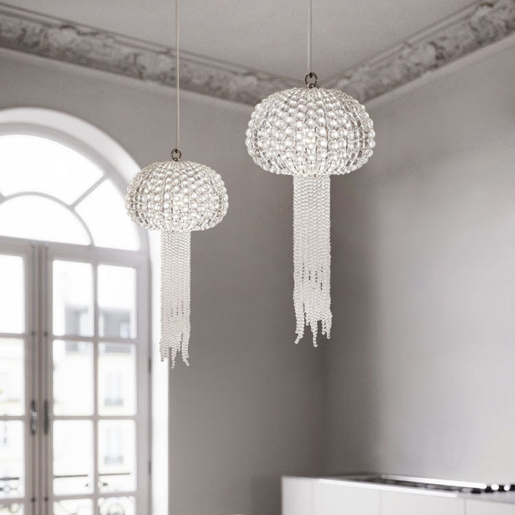 Moderne Leichte Luxus Glas Quallenform 1-Licht Pendelleuchte 