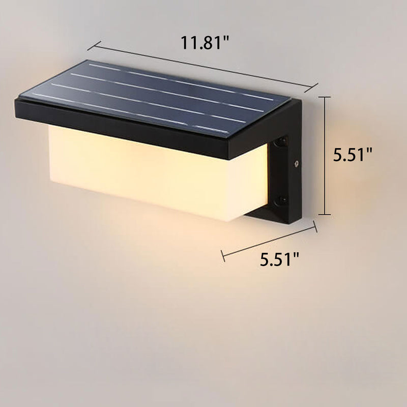 Moderne wasserdichte LED-Wandleuchte mit quadratischer Solargeometrie im Freien