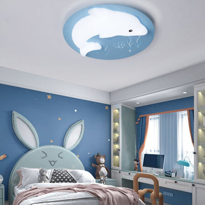 Cartoon Cute Dolphin Blue Disc LED-Deckenleuchte für bündige Montage 