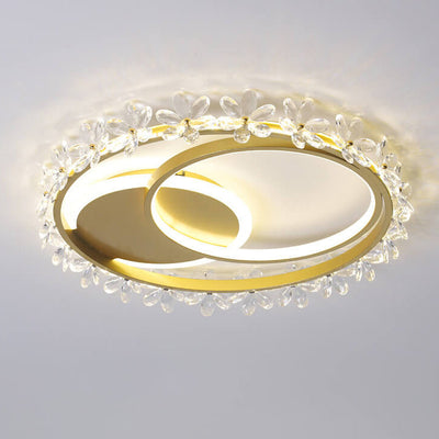 Nordic Luxury Crystal Lace Circle LED Flush Mount Ceiling Light