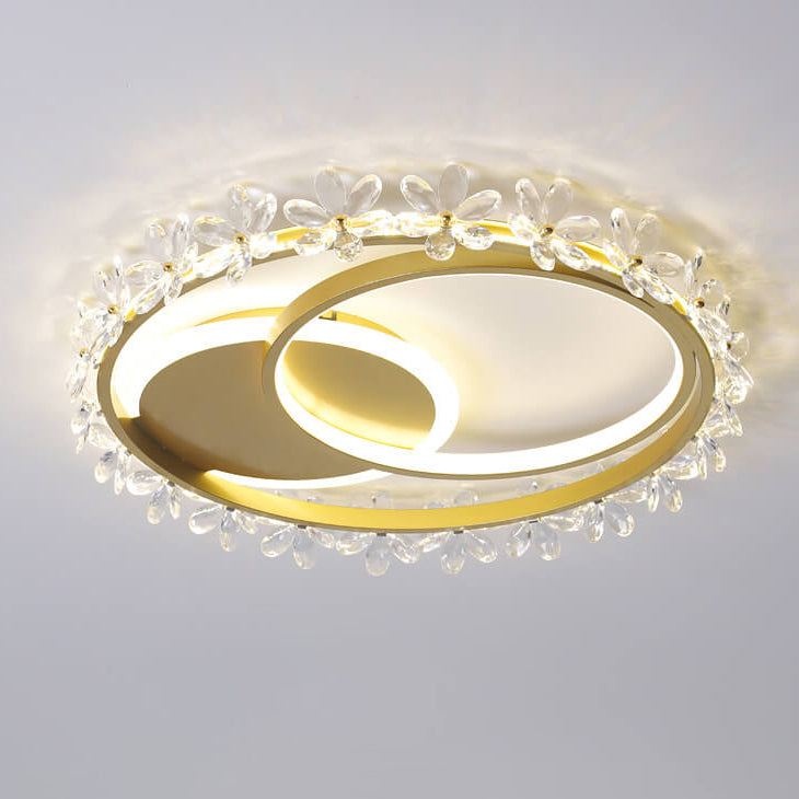 Nordic Luxury Crystal Lace Circle LED Flush Mount Ceiling Light