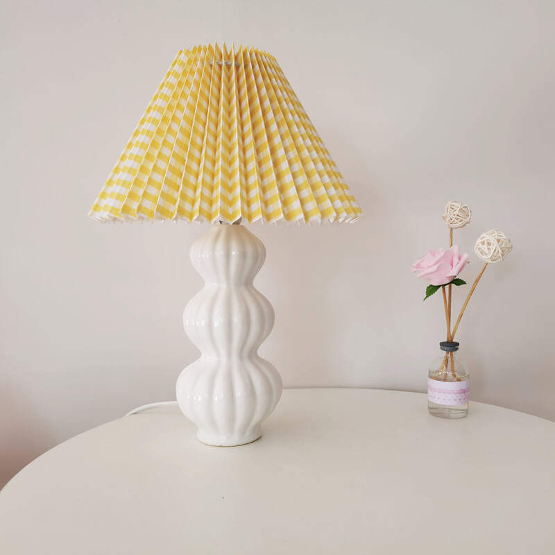 Lampe de Table 1 Lumière en Céramique Plissée Créative Traditionnelle Européenne 