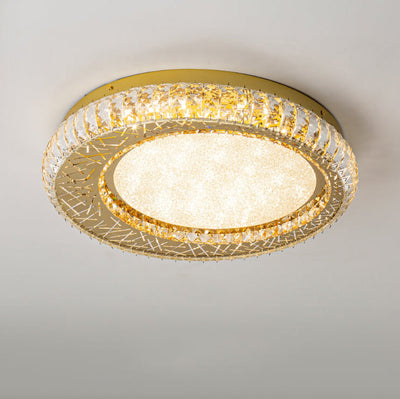 Modern Luxury Crystal Bird Nest Round LED Flush Mount Ceiling Light
