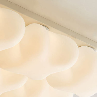 Modern Minimalist Square Stereo Milk White Acrylic Iron LED Flush Mount Ceiling Light