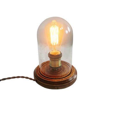 Lampe de table à 1 lumière en verre d'art en bois rétro industriel moderne 