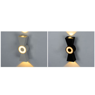 Nœud papillon créatif extérieur avec éclairage vers le haut et vers le bas, lampe murale étanche à LED pour patio 