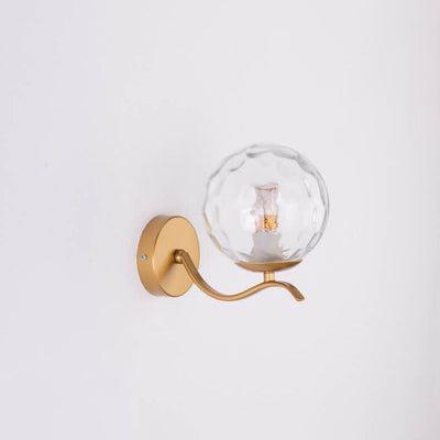Luxus-Eisenhalterung, kugelförmiger Glaslampenschirm, 1-Licht-Wandleuchte 
