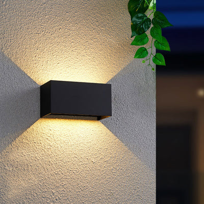 Modern Outdoor Waterproof Rectangular LED Up and Down Illuminated Outdoor Wall Sconce Lamp