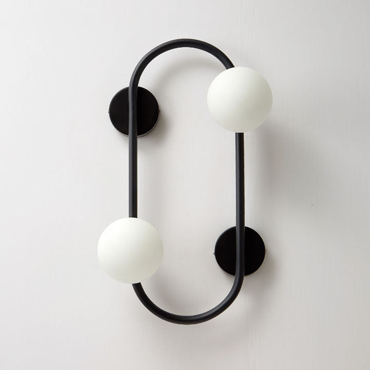 Aplique de pared contemporáneo nórdico de hierro con bola de cristal y aro ovalado de 2 luces para sala de estar 