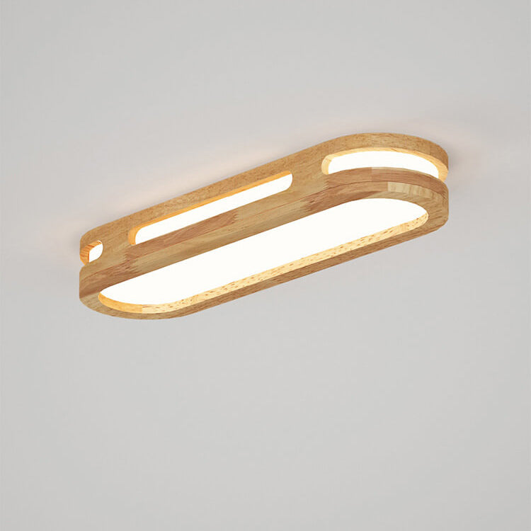 Nordic Minimalist Solid Wood Acrylic Ring LED Flush Mount Ceiling Light
