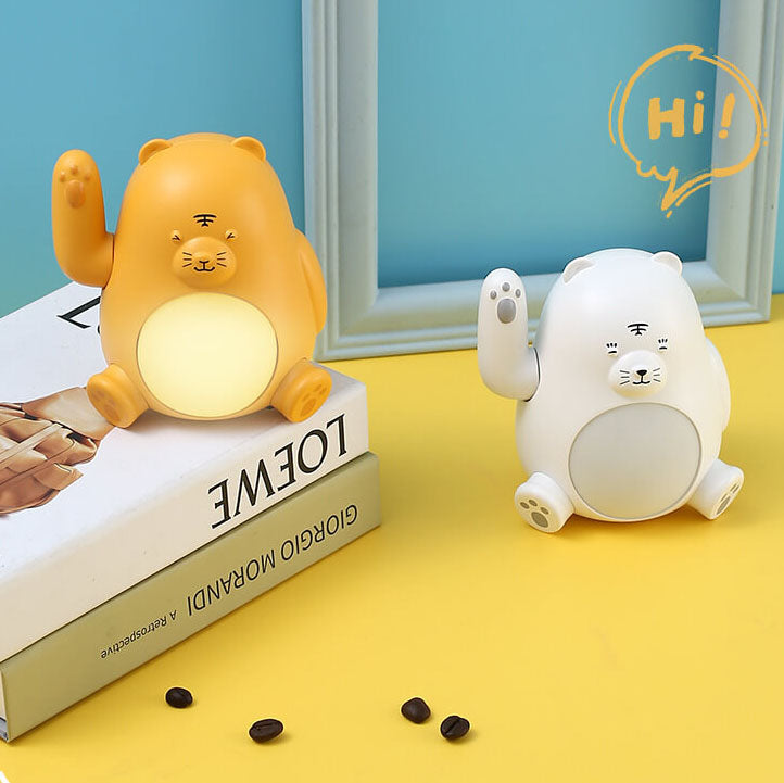 Lámpara de mesa con luz nocturna LED de tigre con asa creativa de dibujos animados 