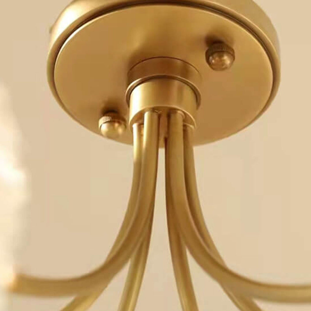 Contemporary Nordic Spherical Glass Lampshade Copper 6/8-Light Flush Mount Light For Living Room