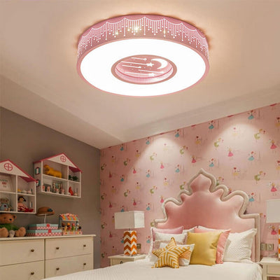 Modern Minimalist Starry Sky Round Children's LED Flush Mount Ceiling Light