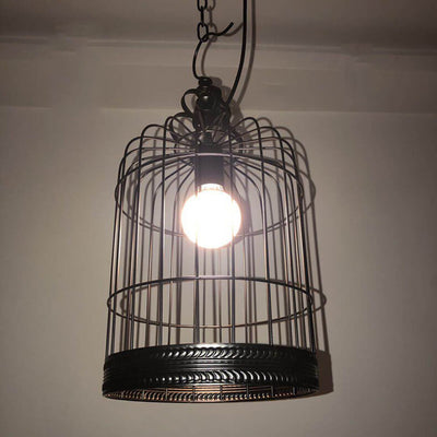 Industrial Vintage Iron Birdcage Design 1-Light Pendant Light