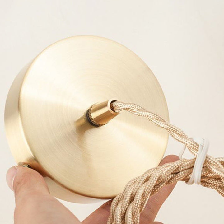 Traditionelle japanische Messingglas-Kürbisschirm-Pendelleuchte mit 1 Licht für Wohnzimmer 