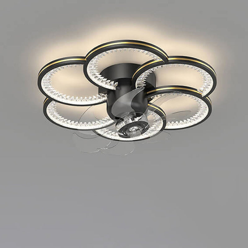 Modern Luxury Flower Petal Design LED Flush Mount Ceiling Fan Light