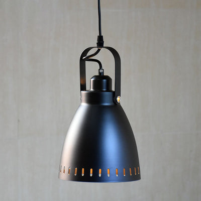 Nordic Vintage Black Cylinder Dome Iron 1-Light Pendant Light