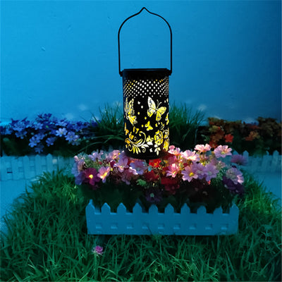 Modern Creative Bird Butterfly Iron Hollow Outdoor Solar LED Projection Lantern Light