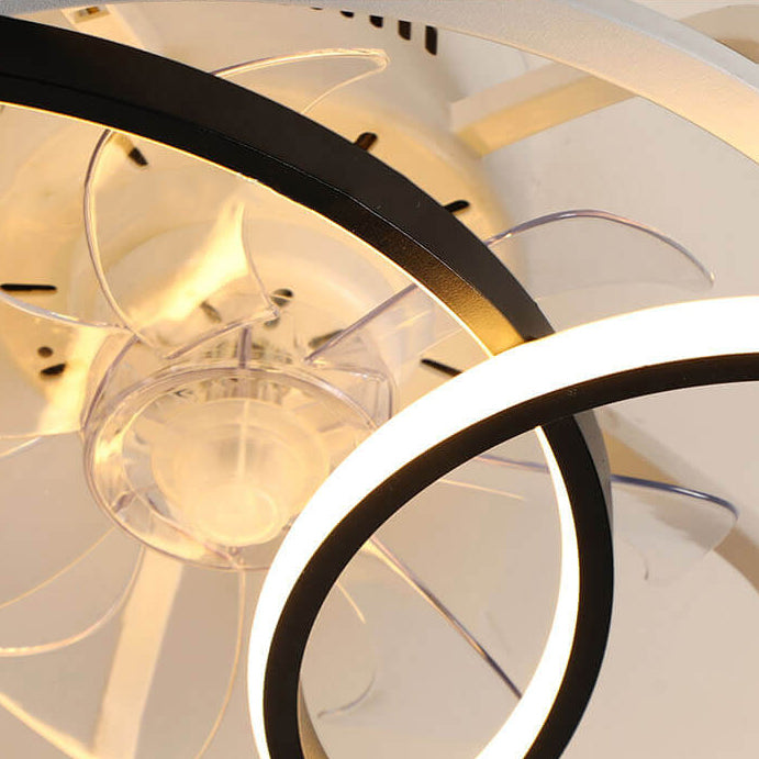 Simple Creative Double Ring Overlap Design LED Flush Mount Ceiling Fan Light