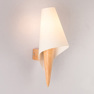 Nordic Wide Flare White Glass Shade 1-Light Wall Sconce Lamp