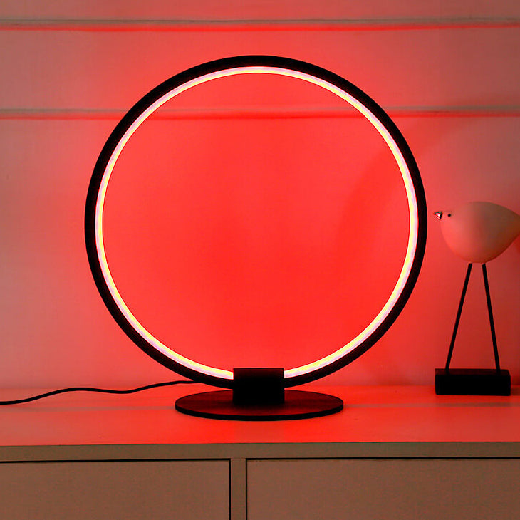 Diseño Moderno de Anillo de Acrílico con Iluminación LED RGB para Lámpara de Mesa 