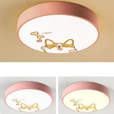 Cartoon Creative Colorful Round Children LED Flush Mount Ceiling Light